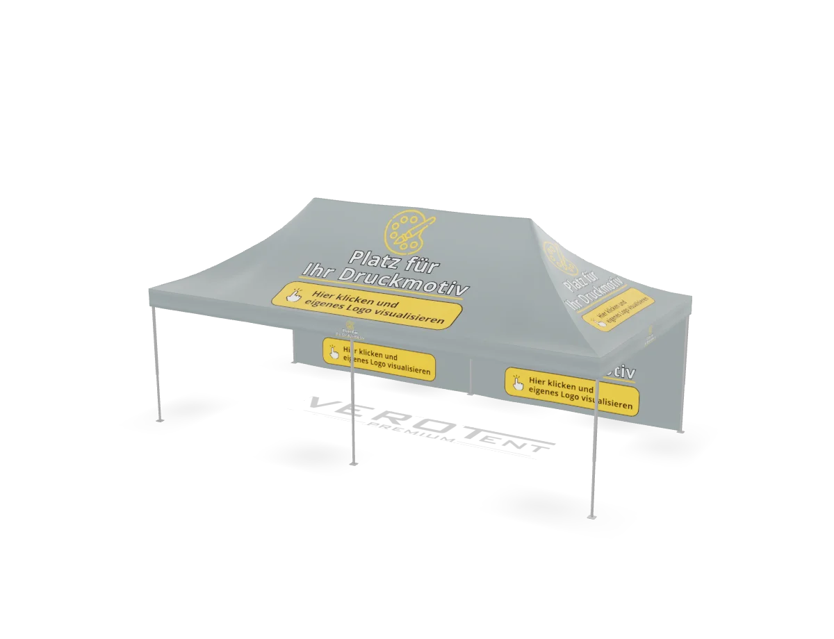 Faltzelt 4 x 8 m mit Logo-Druck in 3D