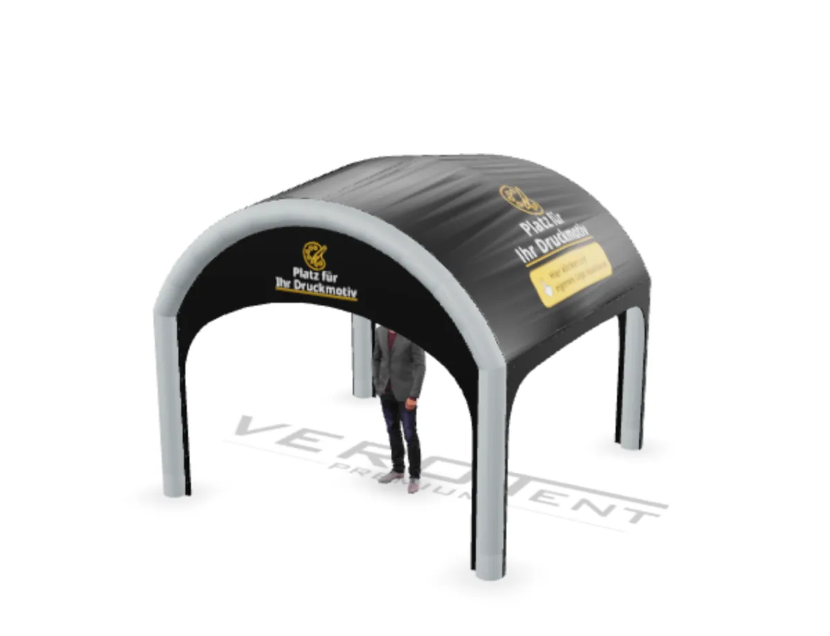Luftzelt Arc mit Druck – 3D-Ansicht