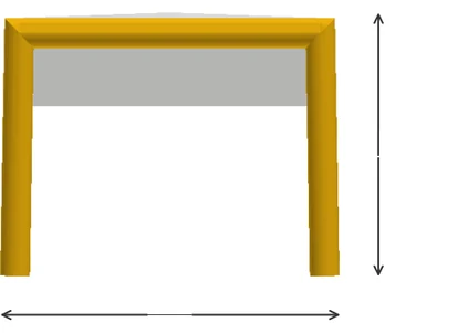 Luftzelt Cube Breitseite mit Länge und Gesamthöhe