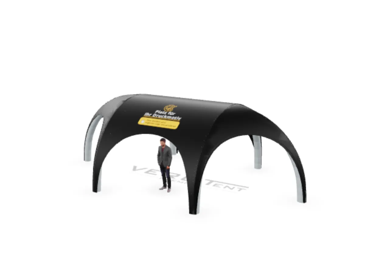 Luftzelt Hex-Stretch mit Druck – 3D-Ansicht