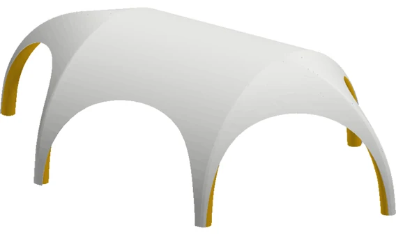 Luftzelt Hex-Stretch in 3D-Ansicht