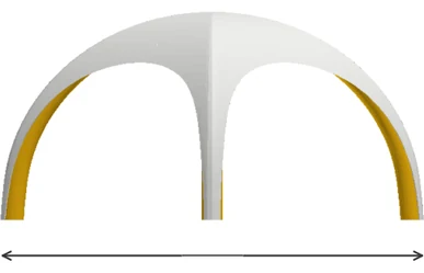 Luftzelt Hex-Stretch Längsseite mit Breite