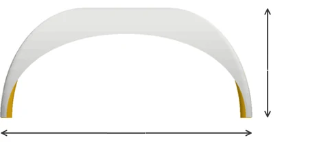 Luftzelt Stretch Breitseite mit Länge und Gesamthöhe