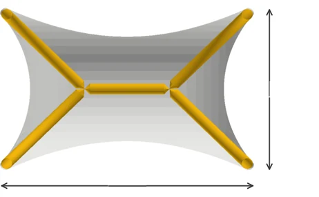 Luftzelt Stretch Draufsicht mit Länge und Breite