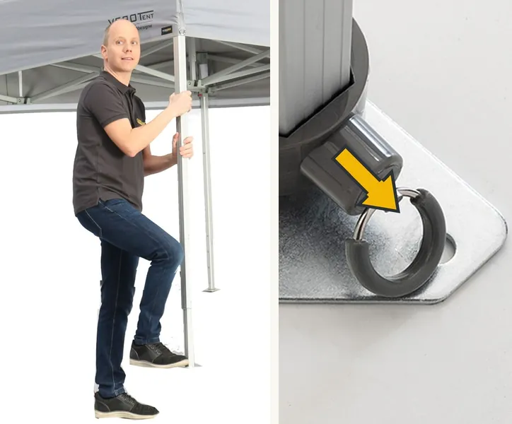 Faltzelt Budget 50 Aufbau: Beine paarweise ausfahren