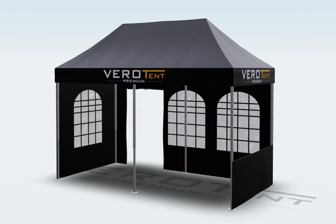 Faltpavillon 2x4 mit Seitenteilen mit Fenster und Eingang