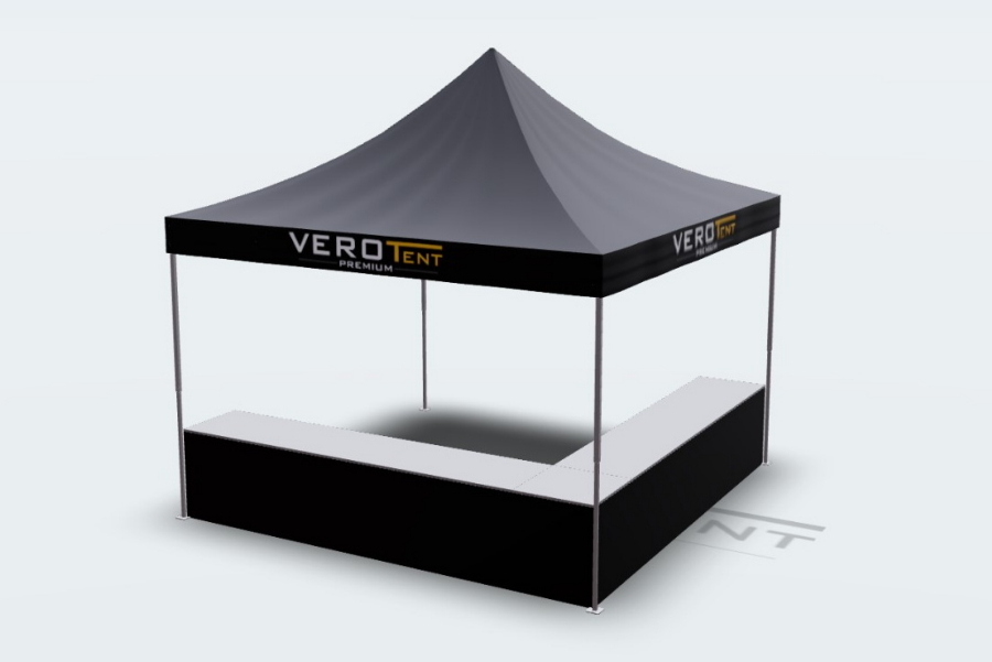 Faltpavillon 4x4 mit Theke auf 2 Seiten