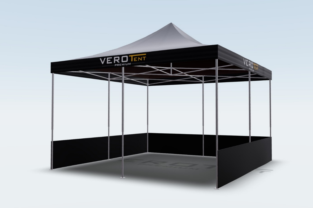 Faltpavillon 5x5 mit halbhohen Seitenplanen VeroTENT