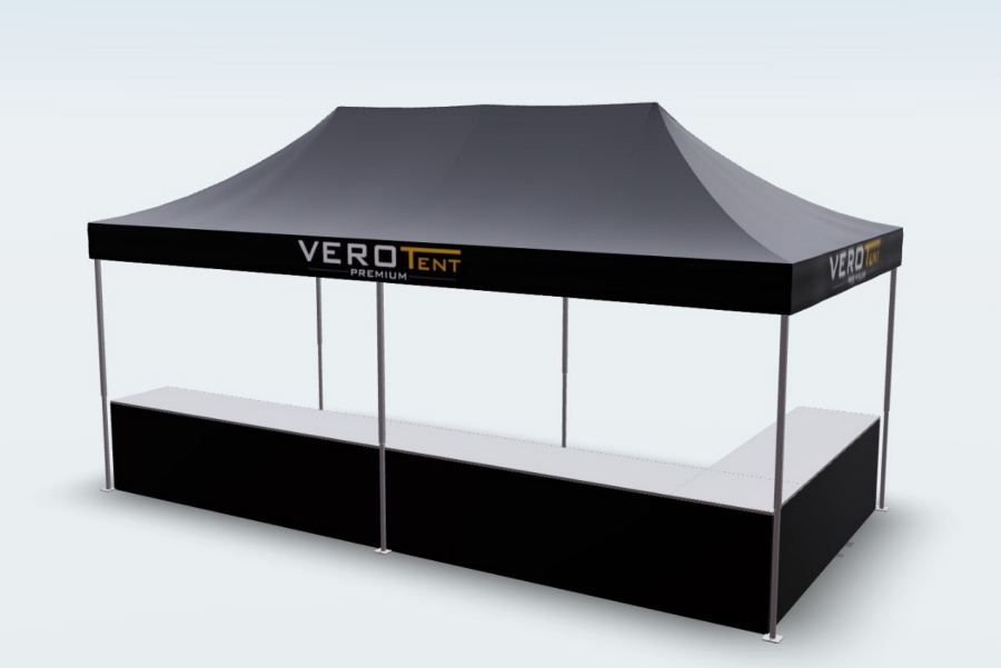 Faltpavillon 3x6 mit Theke auf 2 Seiten