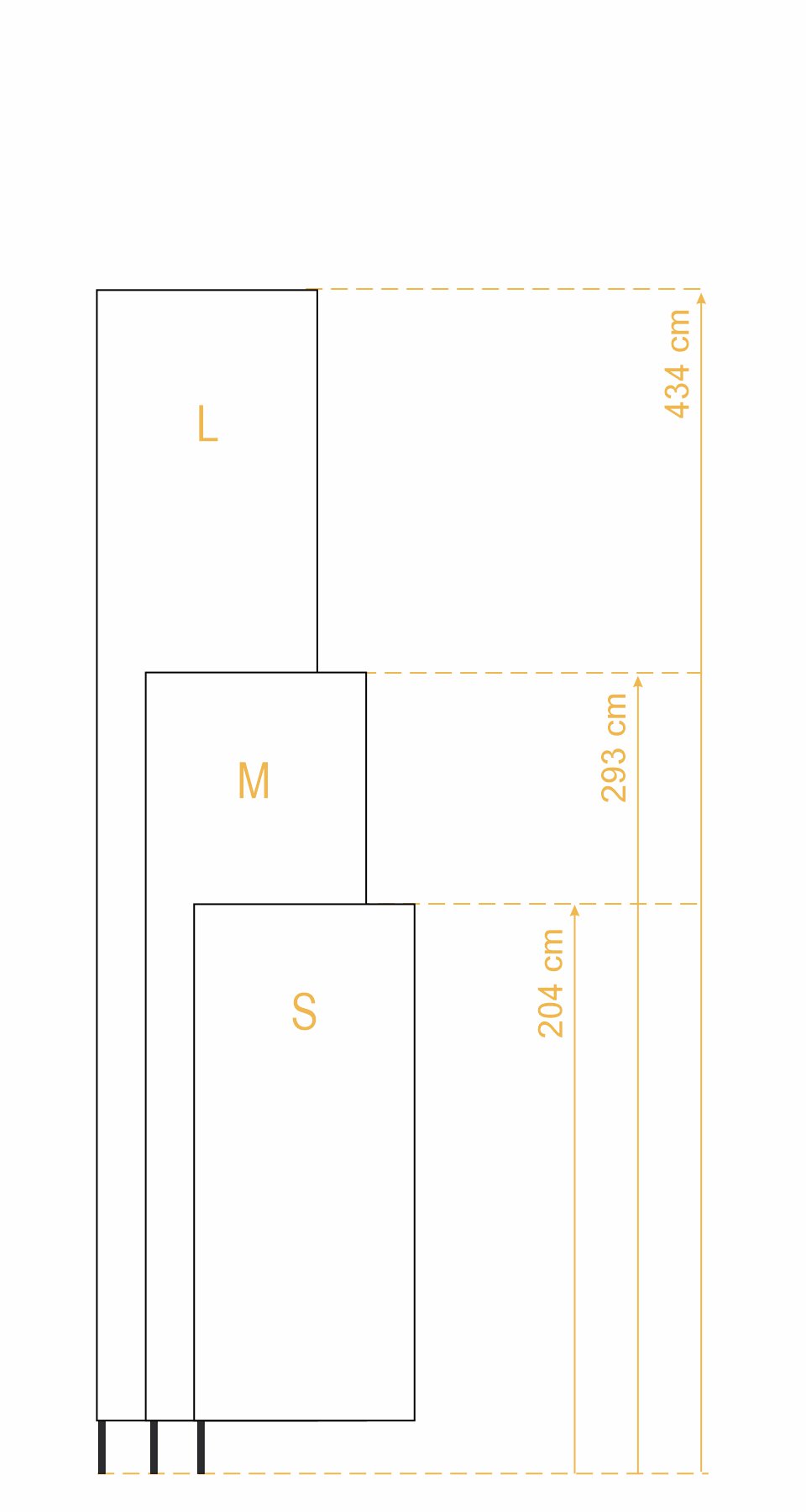 Eckige Form Pole in 3 verschiedenen Größen