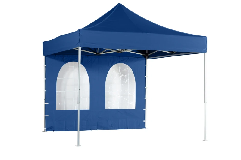 Seitentwand mit zwei runden Fenstern blau