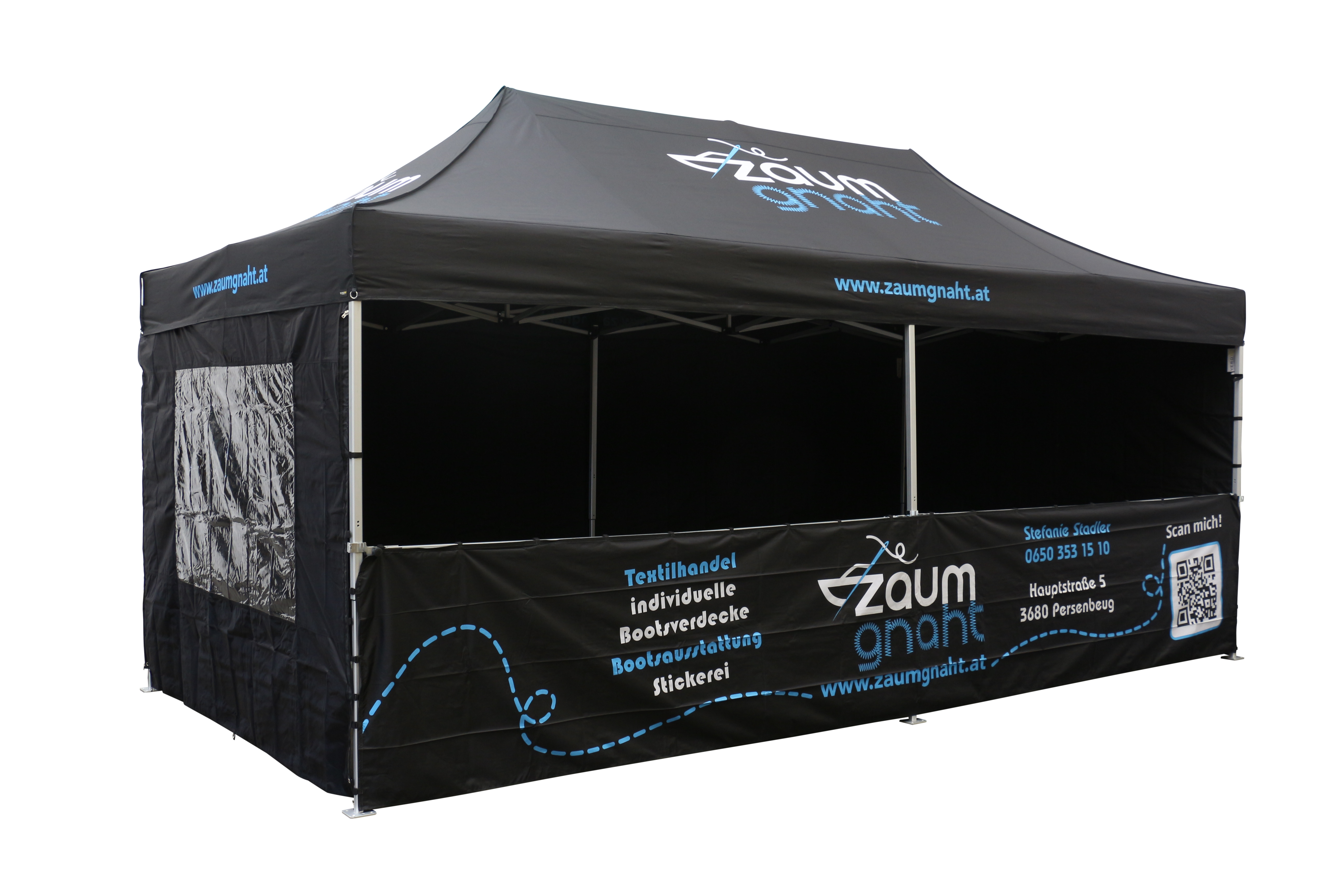 Faltzelt Classic 3x6 bedruckt zaum gnaht