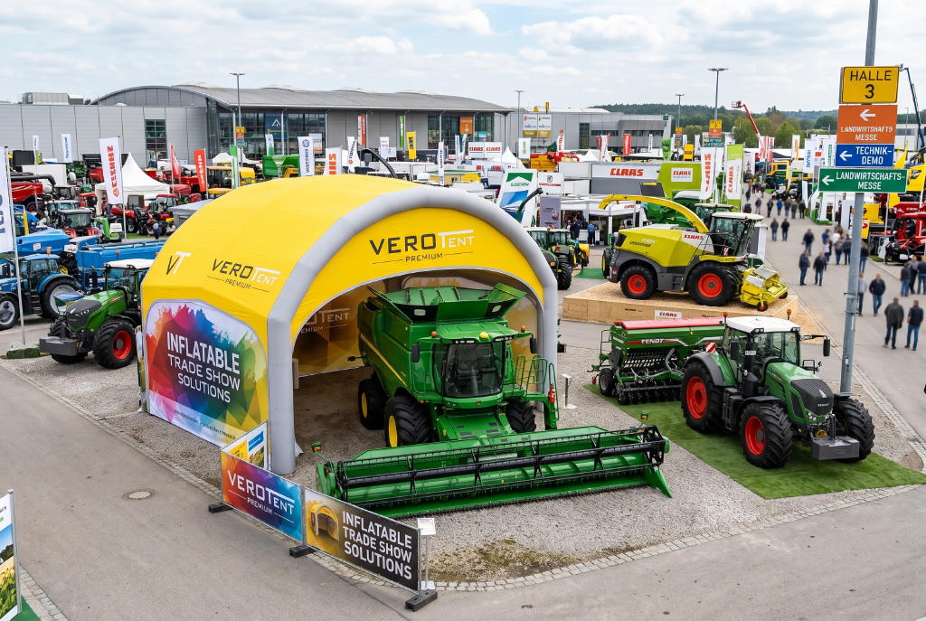 aufblasbarer Messestand Landwirtschaft große Maschinen