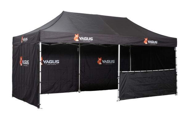 Faltzelt 4x8 Budget 50 mit bedruckten Seitenwaenden Vagus