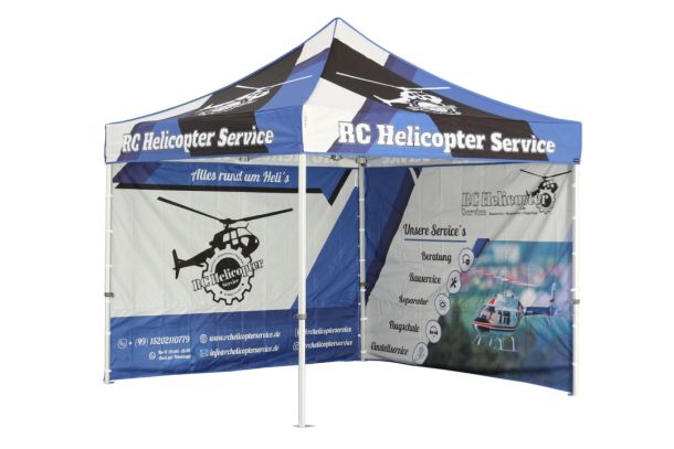 Bedrucktes Faltzelt 3x3 mit Seitenteilen RC Helicopter Service