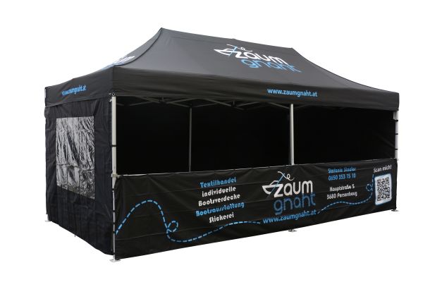 Faltzelt Classic 3x6 bedruckt zaum gnaht
