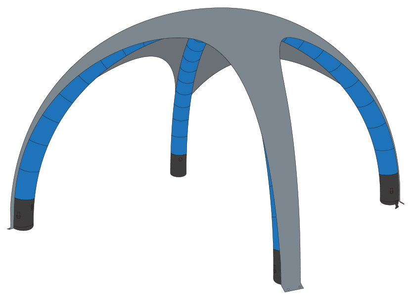 Luftzelt Classic aufblasbares Grundgestell 5x5m, Farbe: Hellblau
