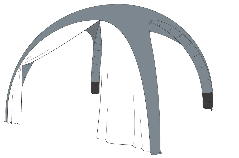 Luftzelt Classic Seitenwand mit Türe 5x5m, Farbe Weiß