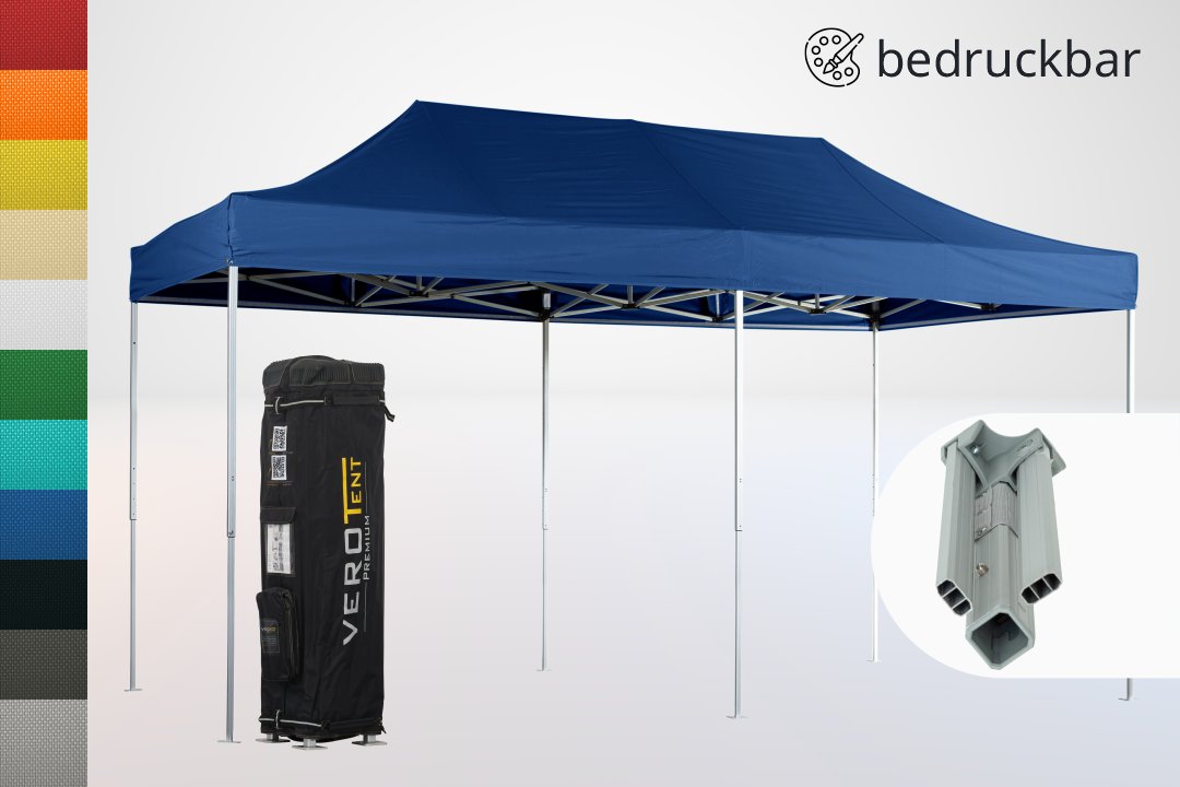Profi Faltpavillon 2,5x5 stabil Alu wasserdicht mit Logo | VeroTENT