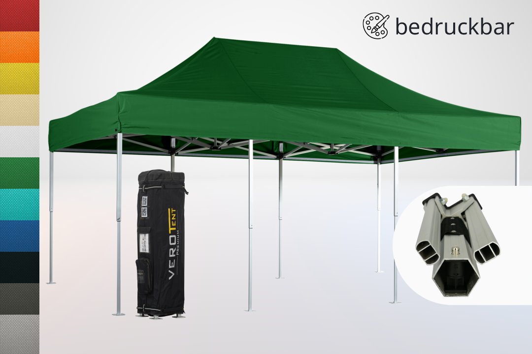 bedruckbarer Faltpavillon 4x6 8 Standbeine Alu Zeltgestell ultrastark Luxea