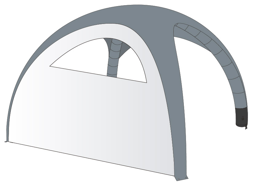 Luftzelt Classic Seitenwand mit Fenster 5x5m, Farbe Weiß