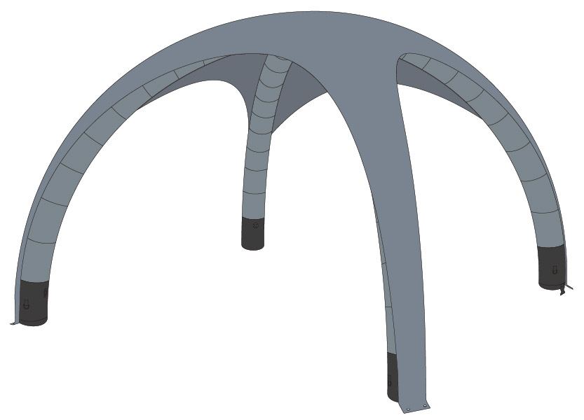 Luftzelt Classic Dach 3x3m, Farbe Grau