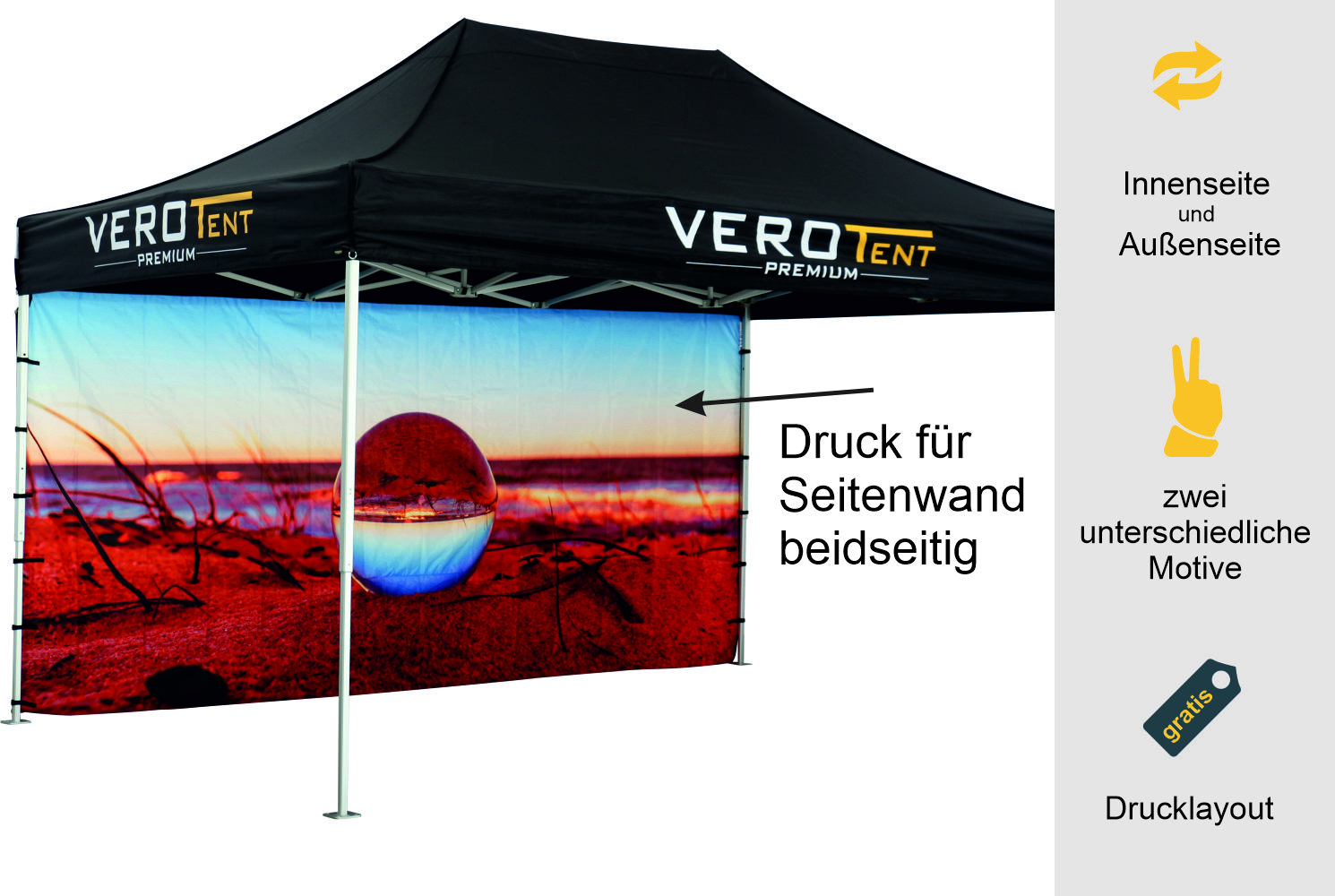 Aufpreis für die Bedruckung der Seitenplane, 5m zweiseitig, Höhe 2,05m
