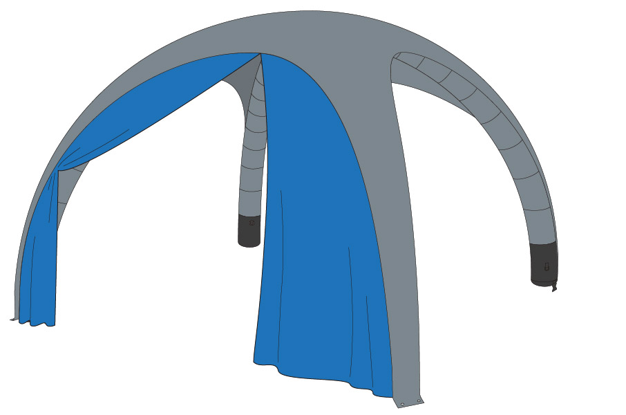 Luftzelt Classic Seitenwand mit Türe 5x5m, Farbe Hellblau
