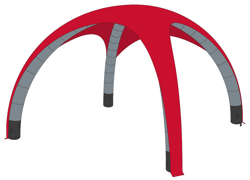 Luftzelt Classic Dach 5x5m, Farbe Rot