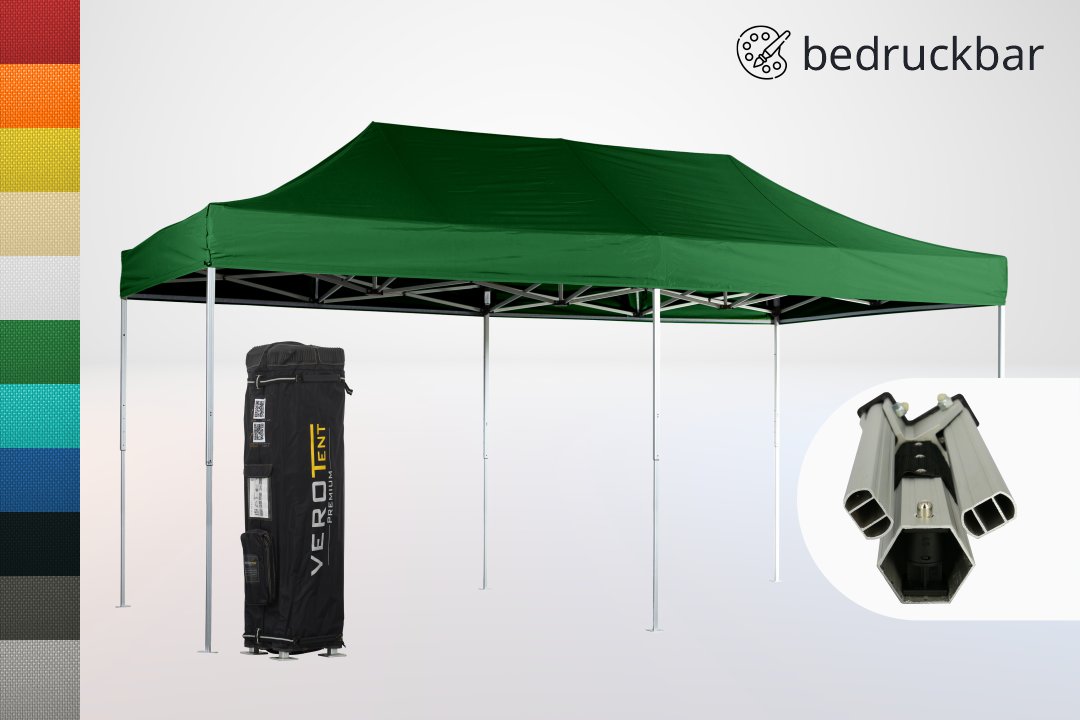bedruckbarer Faltpavillon 3x6 Alu Zeltgestell ultrastark Luxea