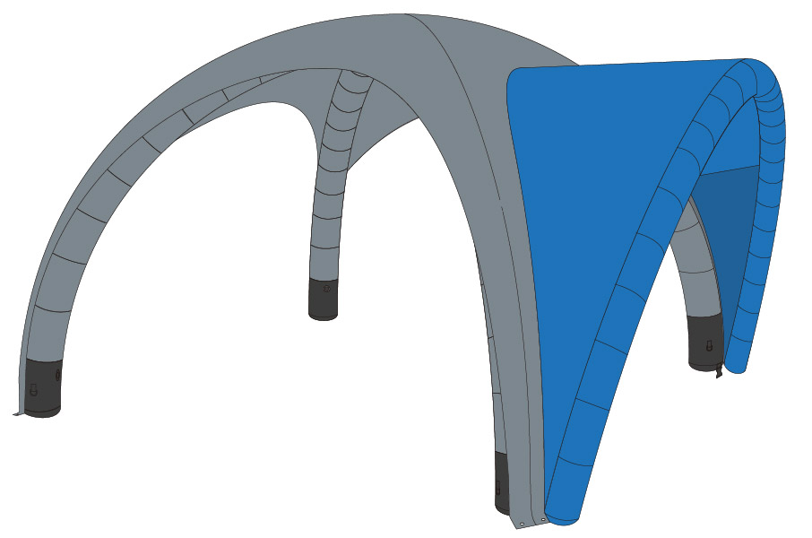Luftzelt Classic Vordach 5x5m, Farbe Hellblau