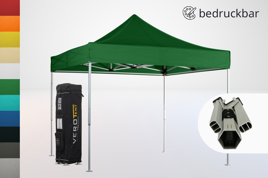 bedruckbarer Faltpavillon 3x3 Alu Zeltgestell ultrastark Luxea