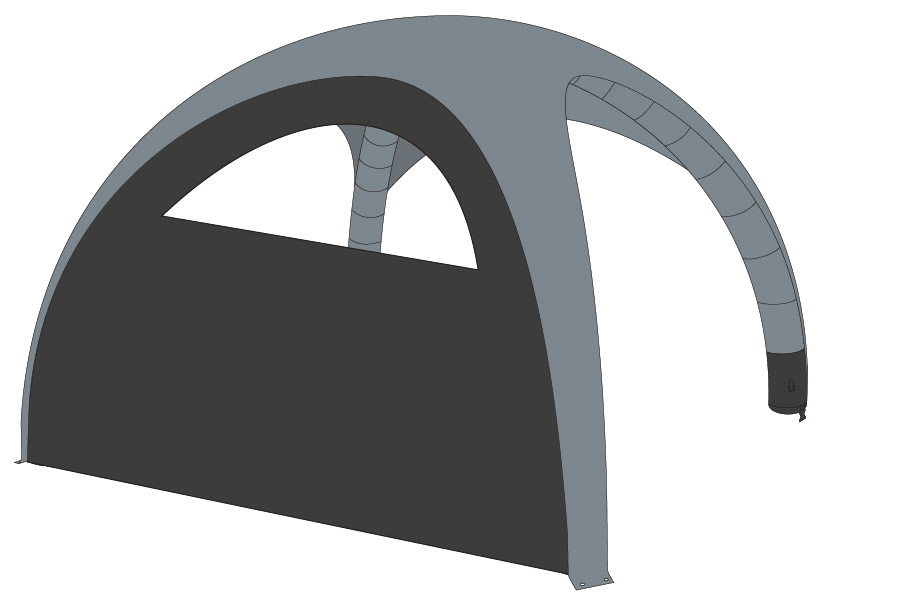 Luftzelt Classic Seitenwand mit Fenster 5x5m, Farbe Schwarz