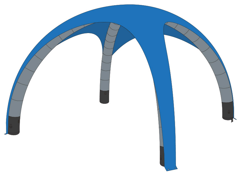 Luftzelt Classic Dach 5x5m, Farbe Hellblau
