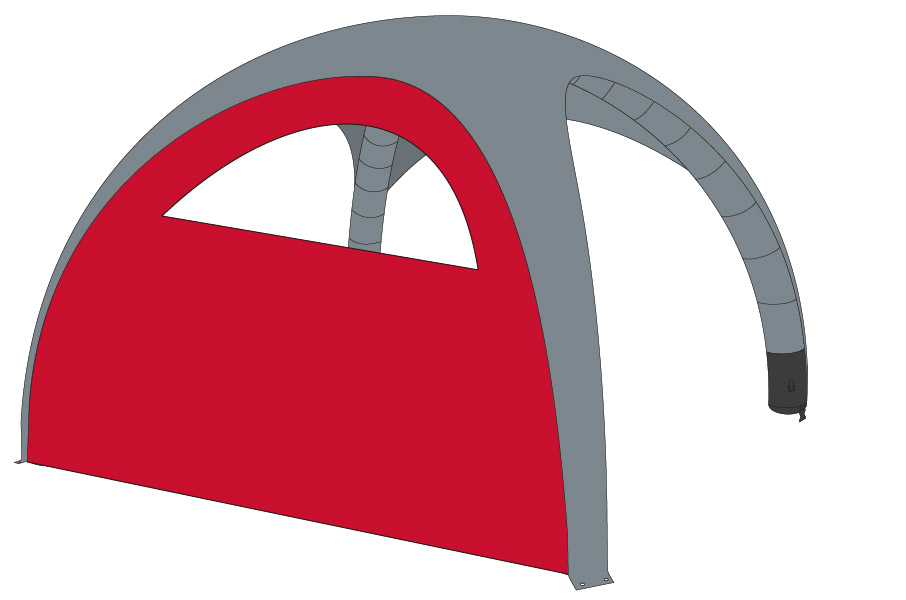 Luftzelt Classic Seitenwand mit Fenster 5x5m, Farbe Rot