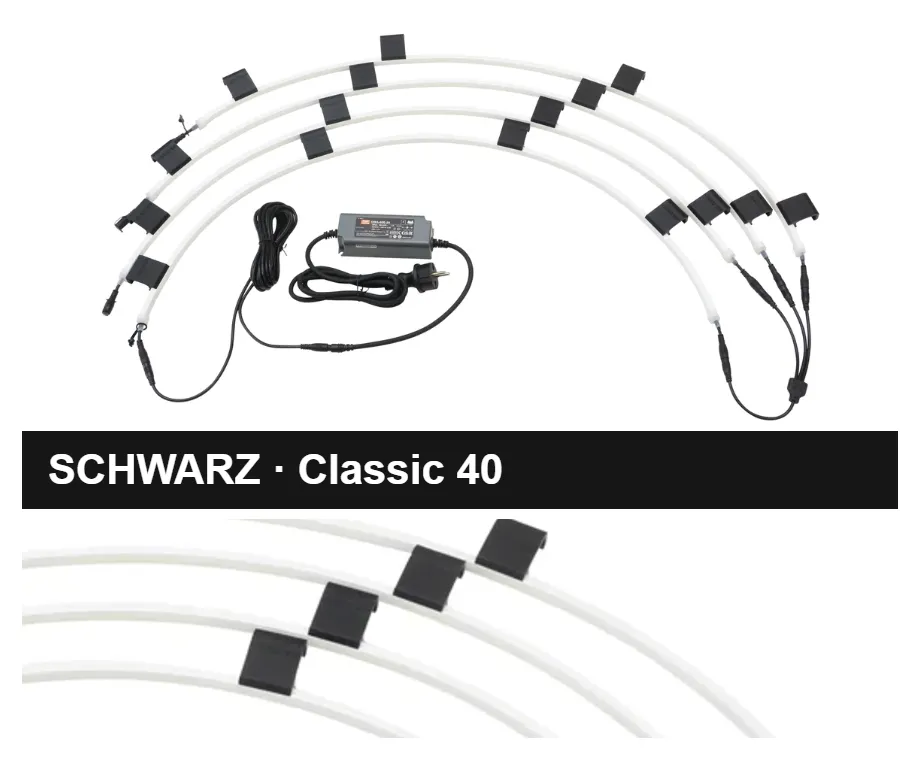 Befestigungsklipps in Schwarz für die Serie Classic – VeroTENT Faltzelt-Beleuchtung