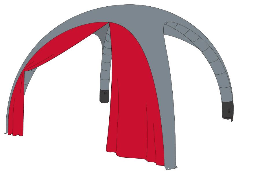 Luftzelt Classic Seitenwand mit Türe 3x3m, Farbe Rot