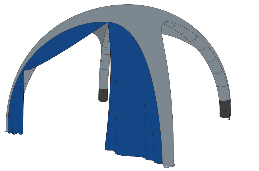 Luftzelt Classic Seitenwand mit Türe 5x5m, Farbe Dunkelblau
