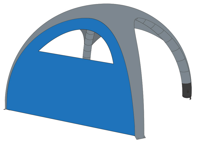 Luftzelt Classic Seitenwand mit Fenster 5x5m, Farbe Hellblau
