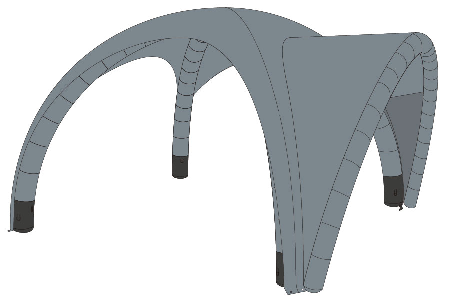Luftzelt Classic Vordach 5x5m, Farbe Grau