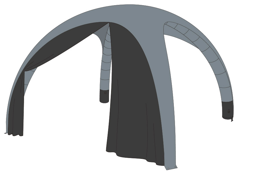 Luftzelt Classic Seitenwand mit Türe 5x5m, Farbe Schwarz