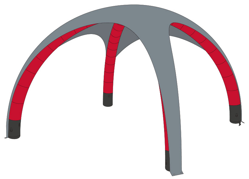 Luftzelt Grafik Grundgestell rot