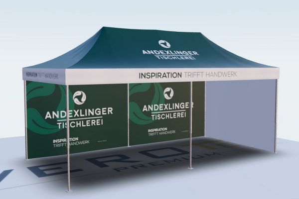 Faltzelt Design mit 3D-Konfigurator Andexlinger Tischlerei